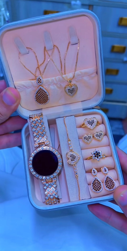 Luxury Girls Jewelry Box with Watch – Elegant Gift Set for Women & Girls